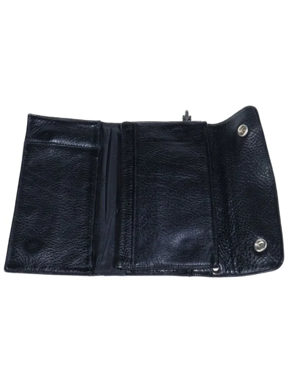Chrome Hearts Wave Wallet Cross Button Leather Black